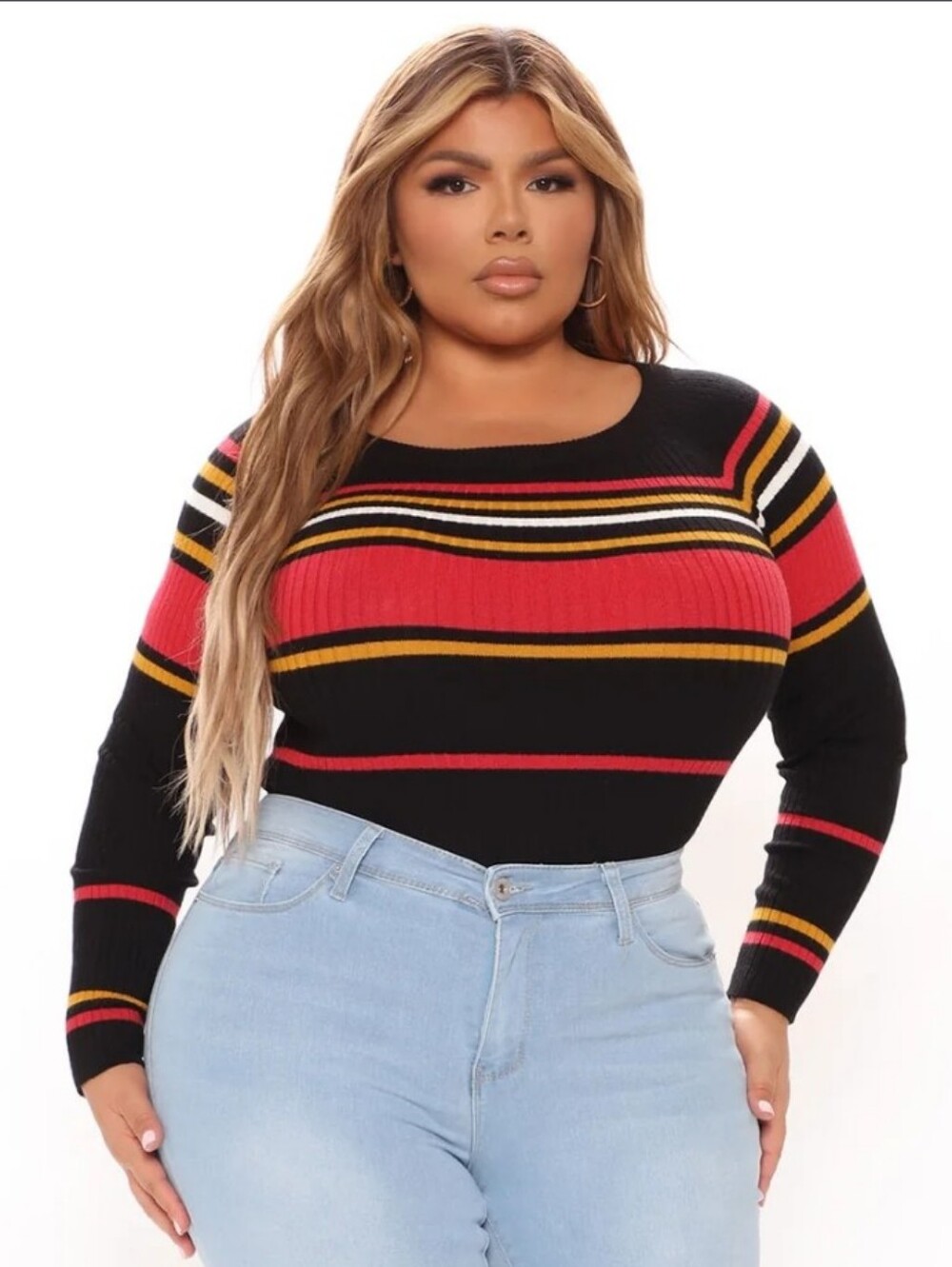 Fashion Nova Striped Ribbed Sweater
